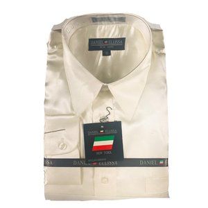 Daniel Ellissa Boy's Beige/Ivory Dress Shirt Satin 100% Polyester Size 16